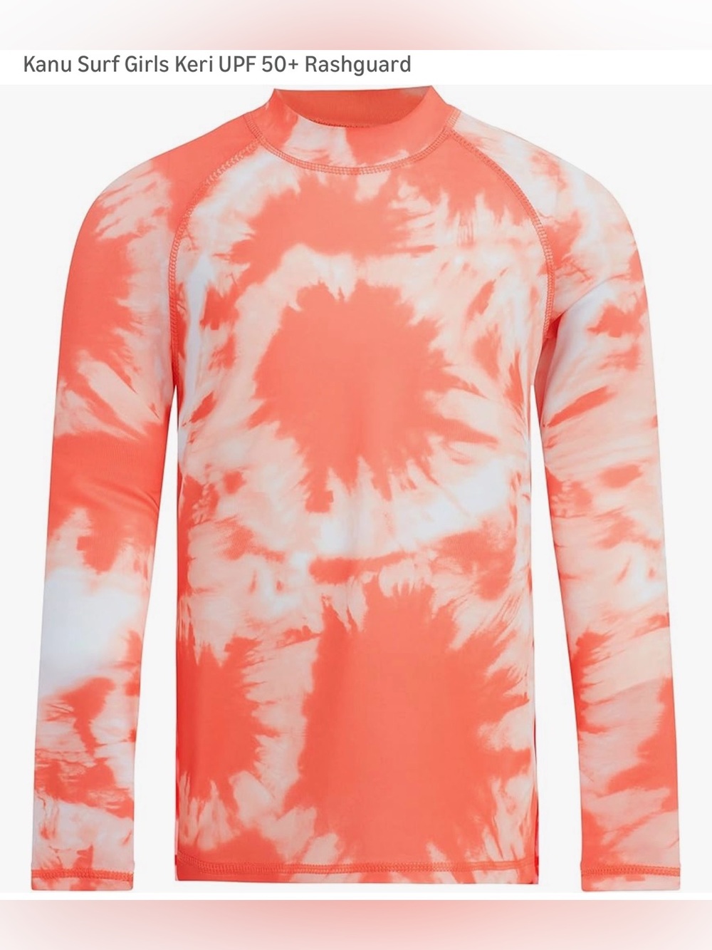 Kanu Surf Girls Coral and White Tie-Dye Rashguard